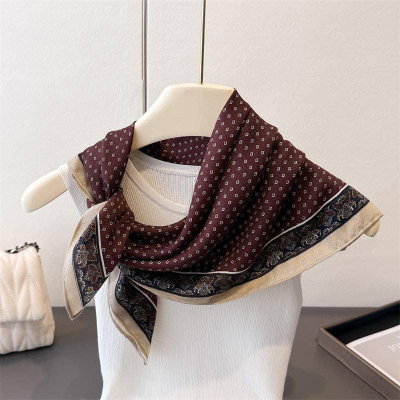 Dipped Shop - Wholesale Scarf - Women's - Splicing Print Vintage Square Silk Scarf DP25G4520