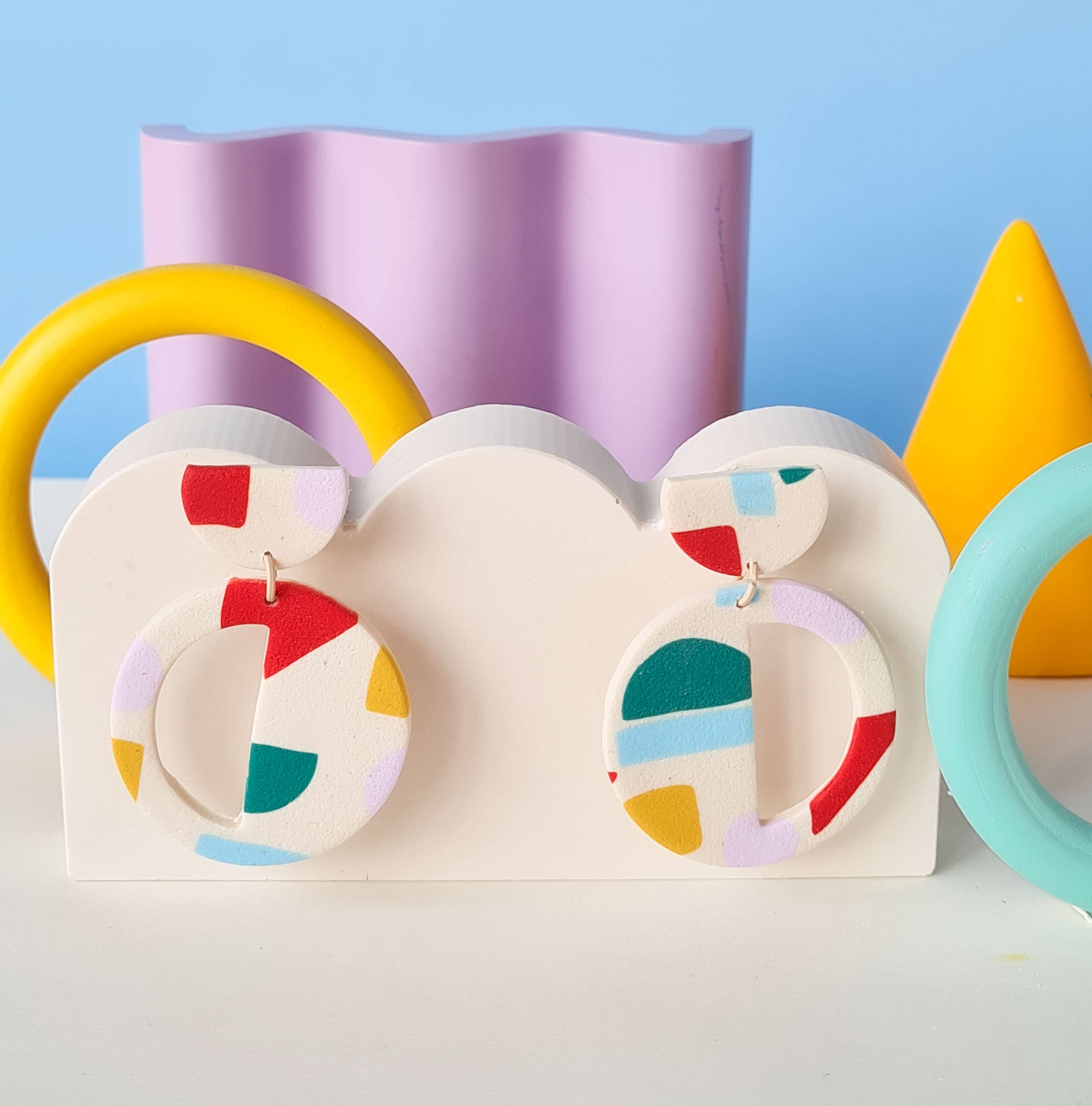 Mono - Wholesale Dangle Earrings - colorful patterned handmade clay earrings in 19 varieties0