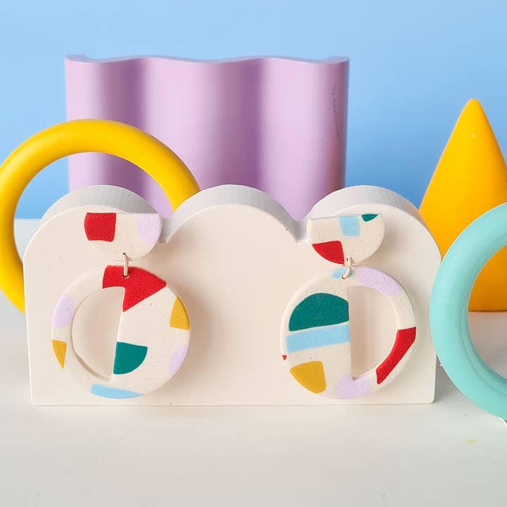 Mono - Wholesale Dangle Earrings - colorful patterned handmade clay earrings in 19 varieties