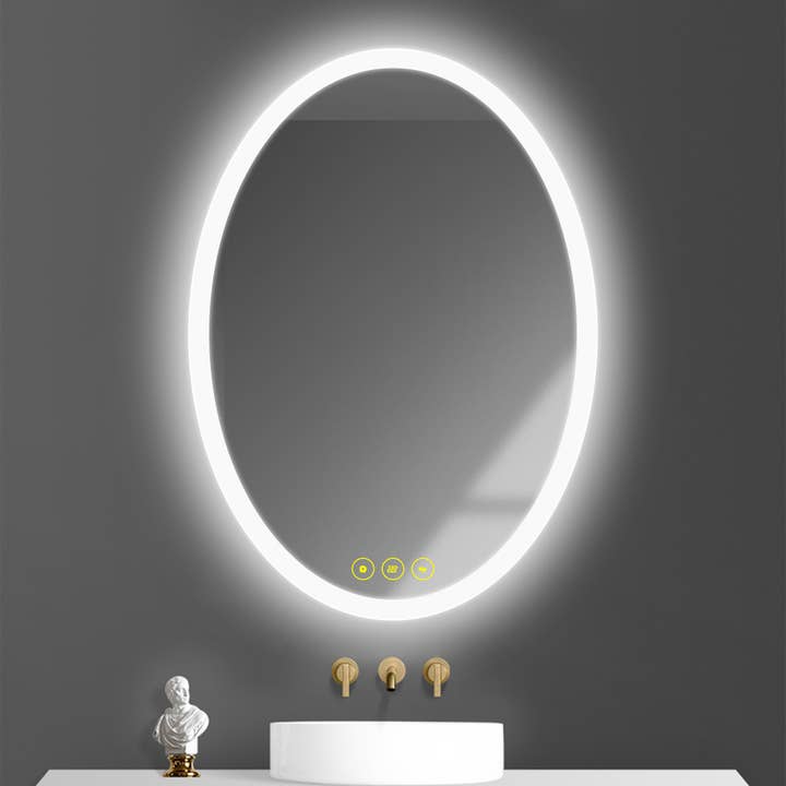 Brio Lighting - Wholesale Bathroom Mirror - 20x28" Oval Frameless LED Anti-Fog Dimmable Bathroom Mirror
