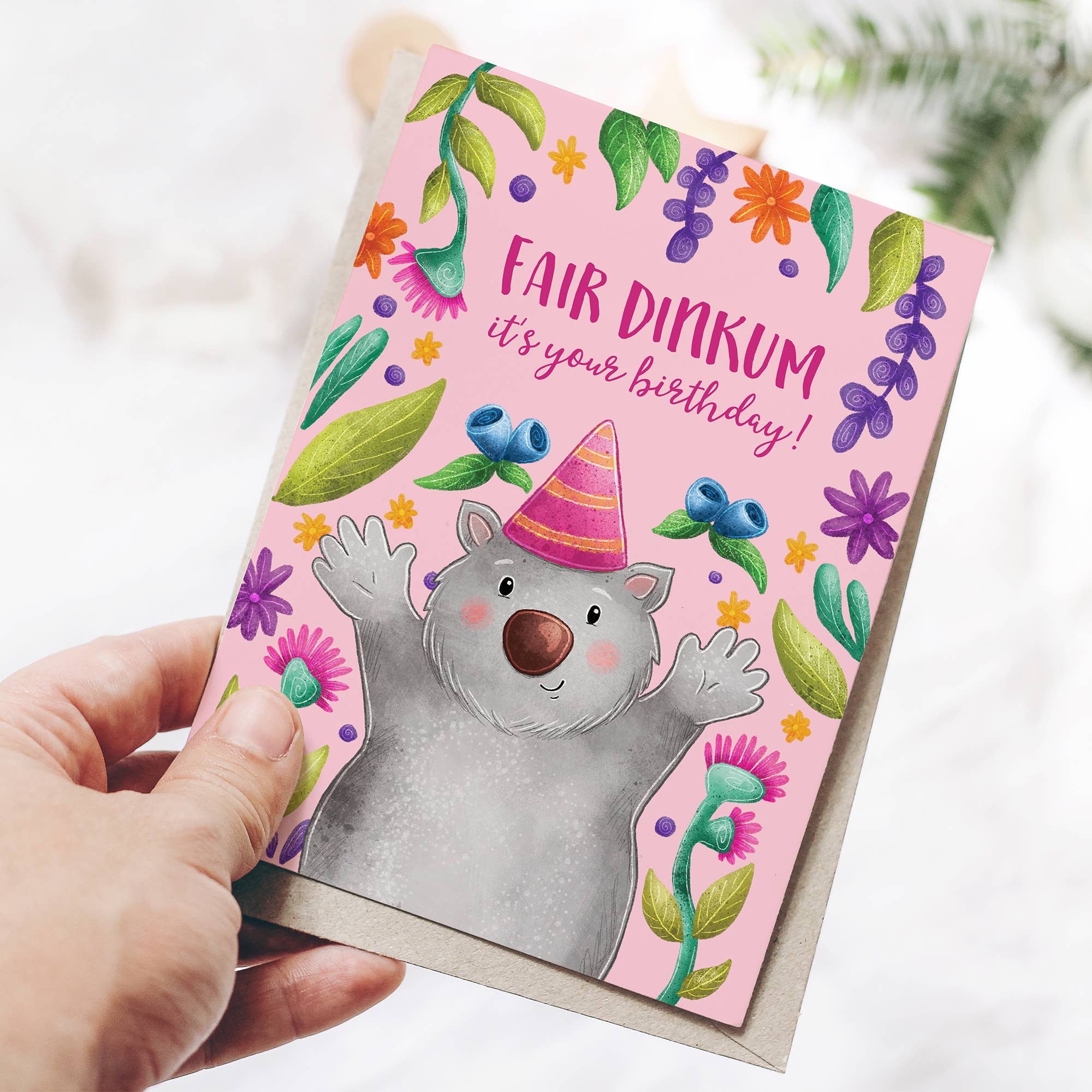 Stray Leaves – Großhandel Geburtstagskarten – Australischer Wombat-Geburtstagskarte aus recyceltem Material5
