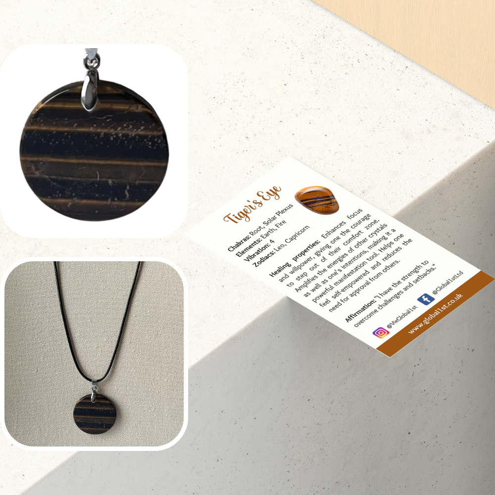 VIE - Vendita all'ingrosso Collana con ciondolo/pendaglio - Ciondolo a moneta di pietra preziosa con cordino nero23