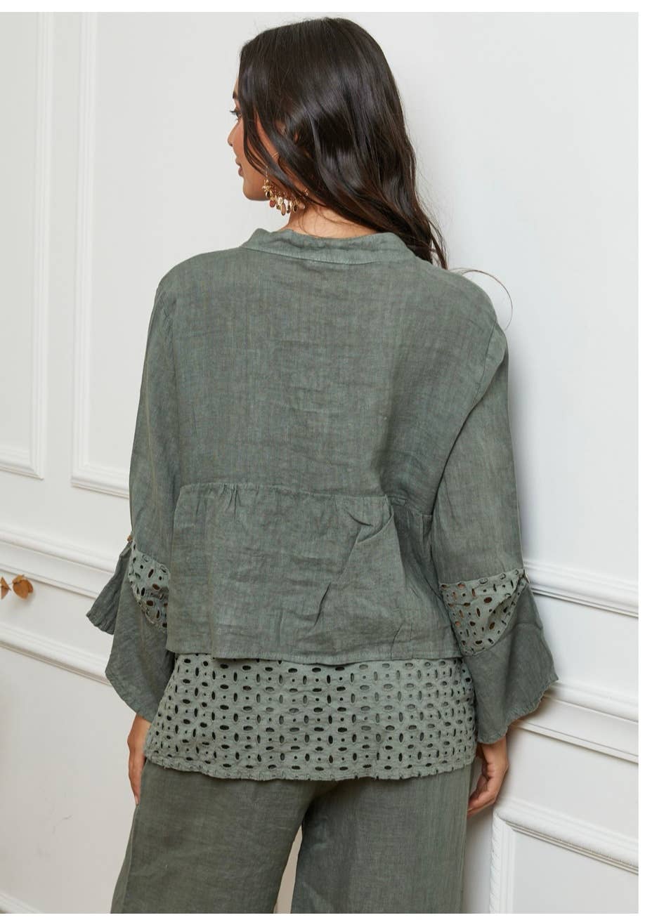 LÉA & LUC – Großhandel Hemd mit Button-down-Kragen – Damen – Hemd aus 100% Leinen REF. 1198639