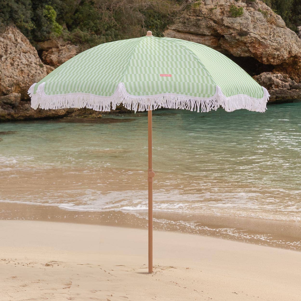 Flamingueo – wholesale Beach Umbrellas – Green-striped umbrella9