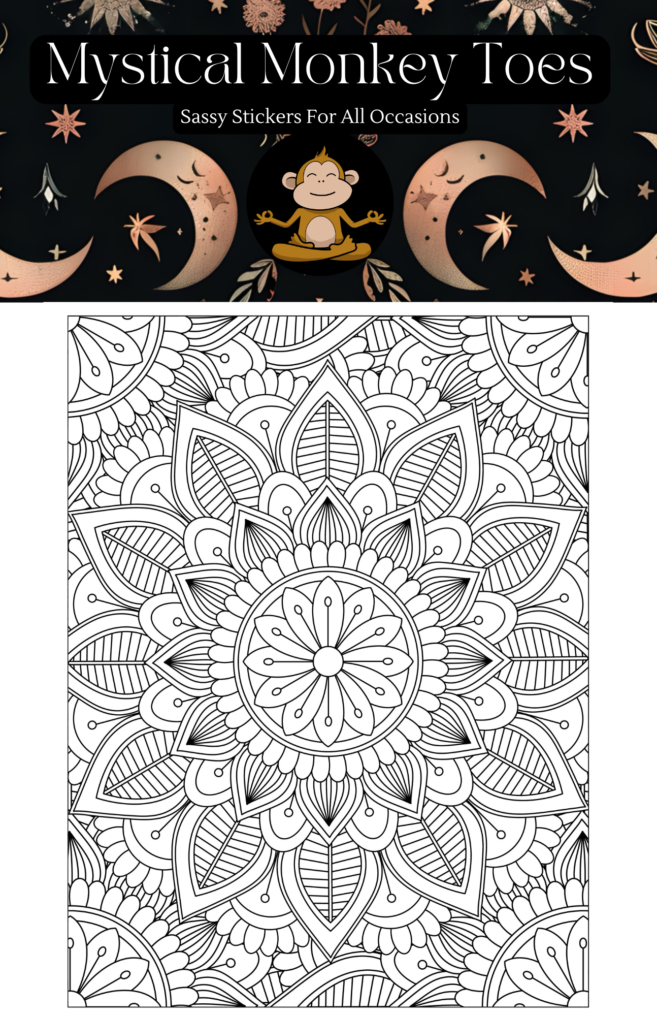 Mystical Monkey Toes - Venta al por mayor Libro para colorear y cuaderno de actividades - Adultos - Hojas para colorear mandalas para adultos con crayón apilable1