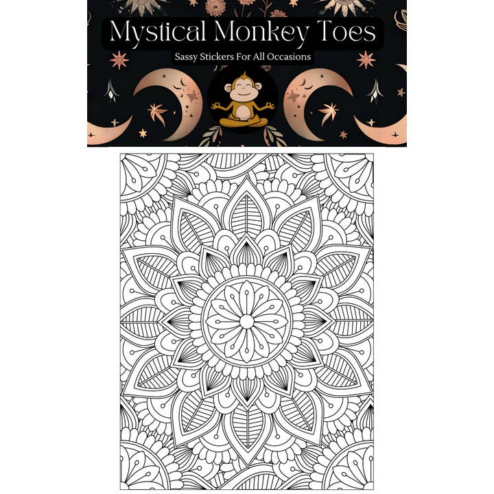 Mystical Monkey Toes - Wholesale Coloring & Activity Book - Adult - Mandala Adult Coloring Sheets With Stackable Crayon1