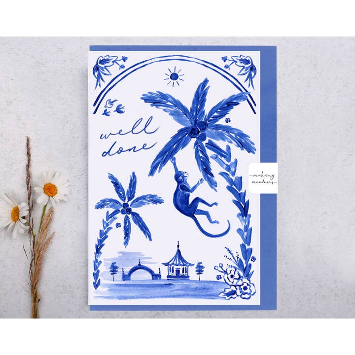 Well Done Card | Carte de vœux Singe Félicitations pour la vente par Making Meadows Ltd