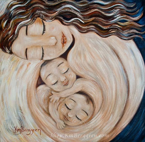 Katie m. Berggren art & design, LLC - Wholesale Art Print - In Good Hands - Twin Babies in Mama's Arms Art Print1