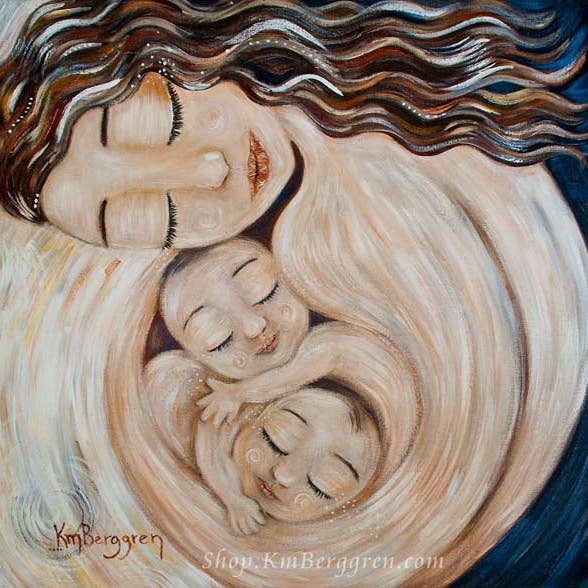 Katie m. Berggren art & design, LLC - Wholesale Art Print - In Good Hands - Twin Babies in Mama's Arms Art Print1