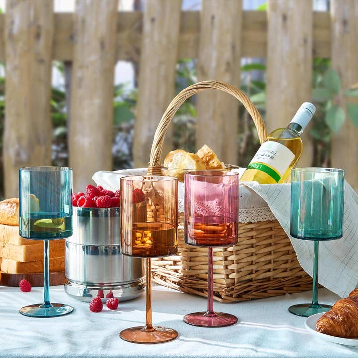 The Wine Savant / Khen Glassware - Wholesale Wine Glass - Unbreakable Stemmed Square Tritan Acrylic Plastic Set of 42