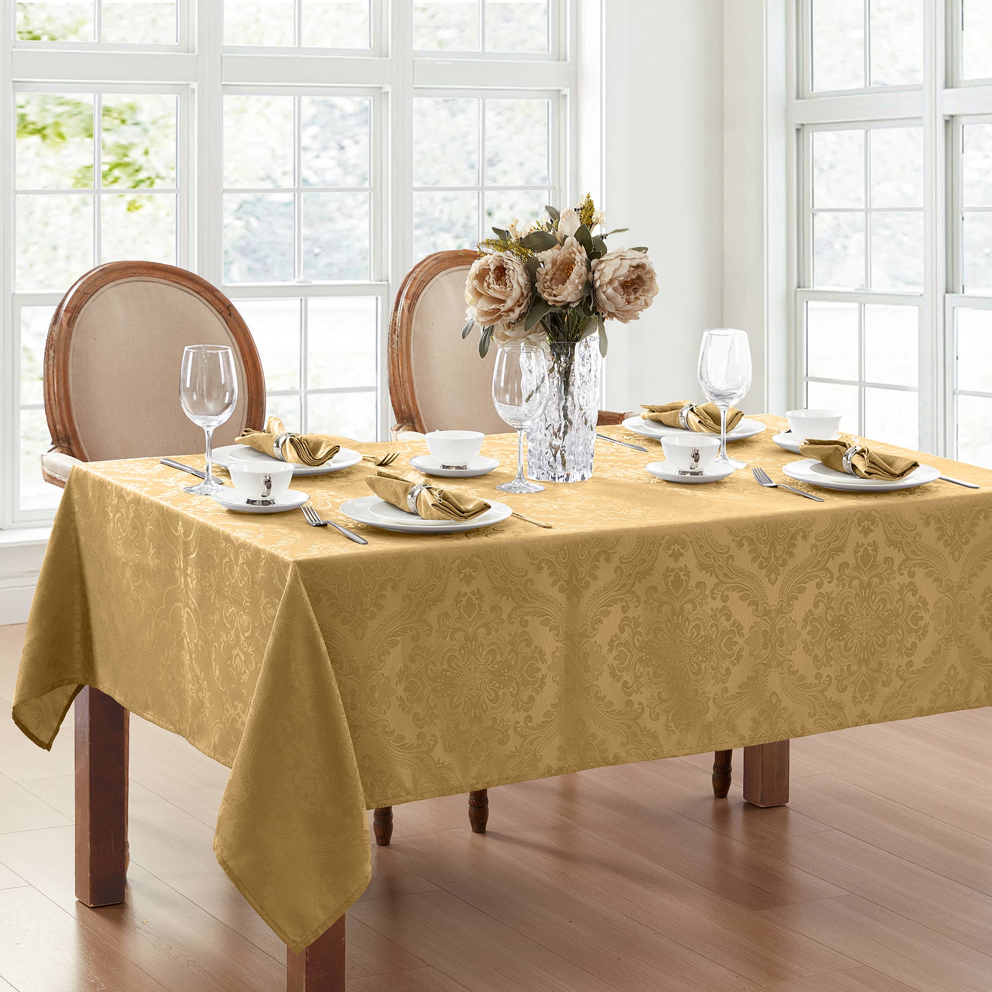 Threadmade Home - Wholesale Tablecloth - Caiden Elegance Damask Water and Stain Resistant Tablecloth21