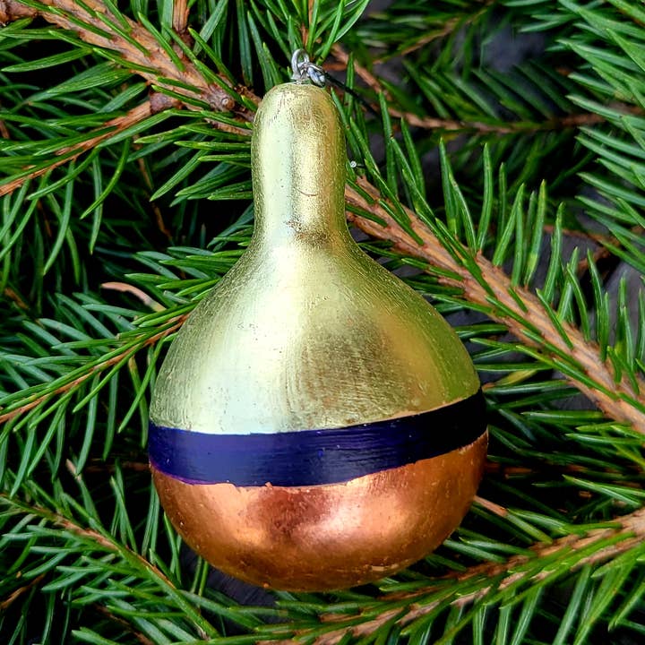 Lemon Gold, Copper and Purple Mini Gourd Ornament for wholesale by Full Circle CraftWorks