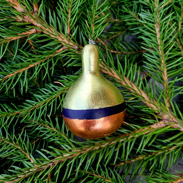 Lemon Gold, Copper and Purple Mini Gourd Ornament for wholesale by Full Circle CraftWorks