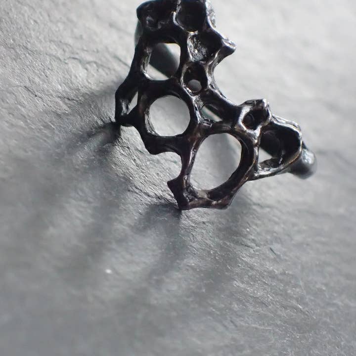 Honeycomb Ring handmade in solid Ecosilver for wholesale by Beca Beeby