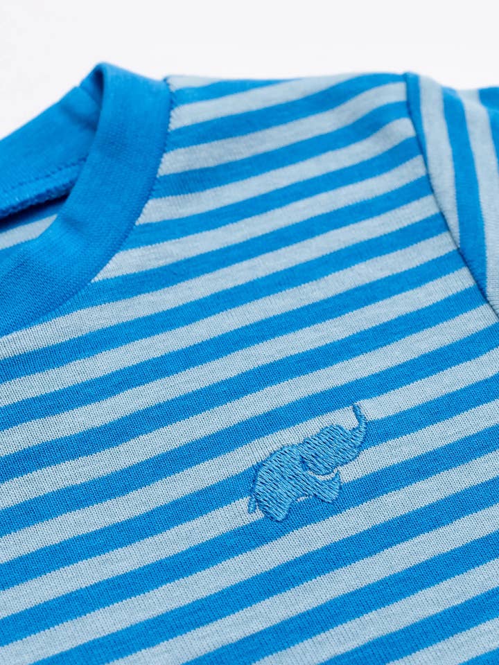Monica + Andy - Wholesale Sleepwear Set - Kids - Two-Piece Shorty Pajama Set_Dark Blue Tonal Stripe