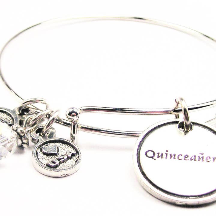 Quinceanera Expandable Bangle Spanish Language 15th Birthday for wholesale by Chubby Chico Charms