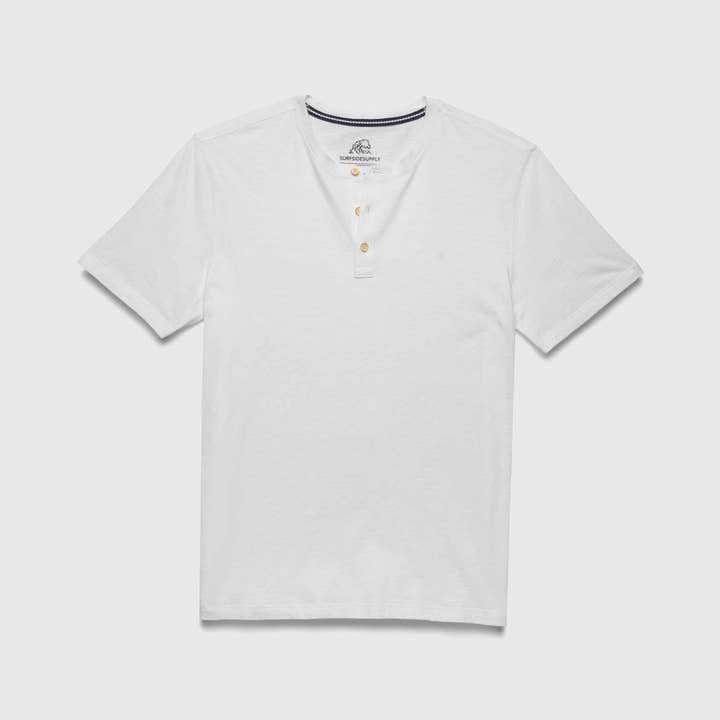 Sean S/S Slub Henley - Brilliant White for wholesale on Faire
