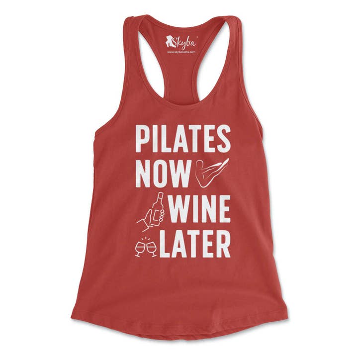 Pilates Now Wine Later - Women's Slim Fit Tank for wholesale by Skyba