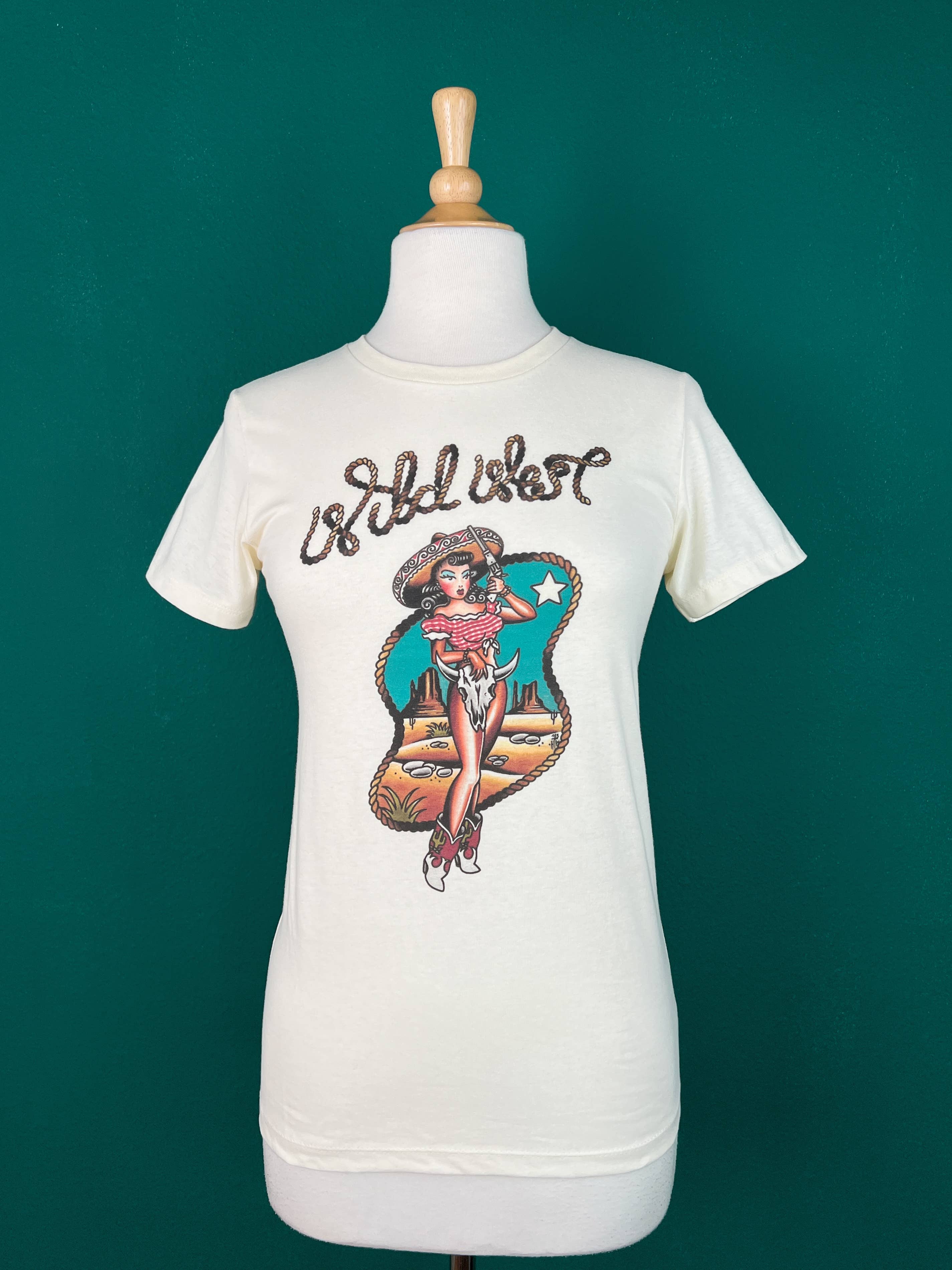 Mischief Made - Wholesale Screen Printed T-Shirt - Women's - Wild West Tee in Ivory1