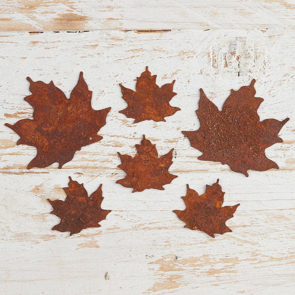 Factory Direct Craft - Wholesale Cutouts - Rusted Metal Maple Leaves Cutouts (Pack of 6)1