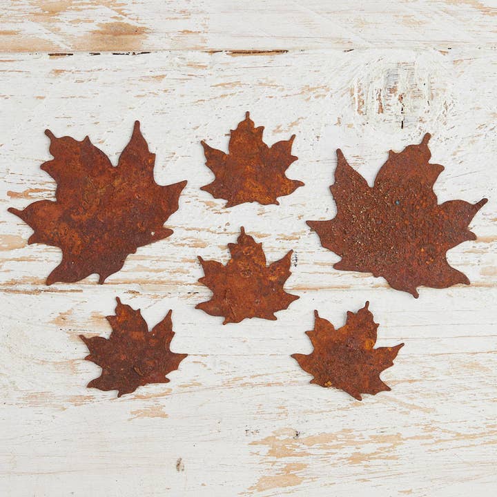 Factory Direct Craft - Wholesale Cutouts - Rusted Metal Maple Leaves Cutouts (Pack of 6)1