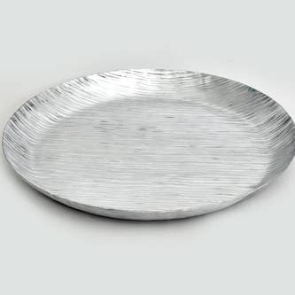 India Handicrafts Inc - Wholesale Decorative Tray - Hammered Aluminum Round Tray