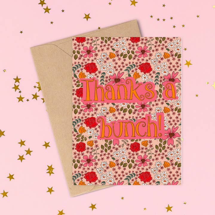 Thanks A Bunch Greeting Cards Designed and Handmade in Australia for wholesale by MFA Madeline Farley Art