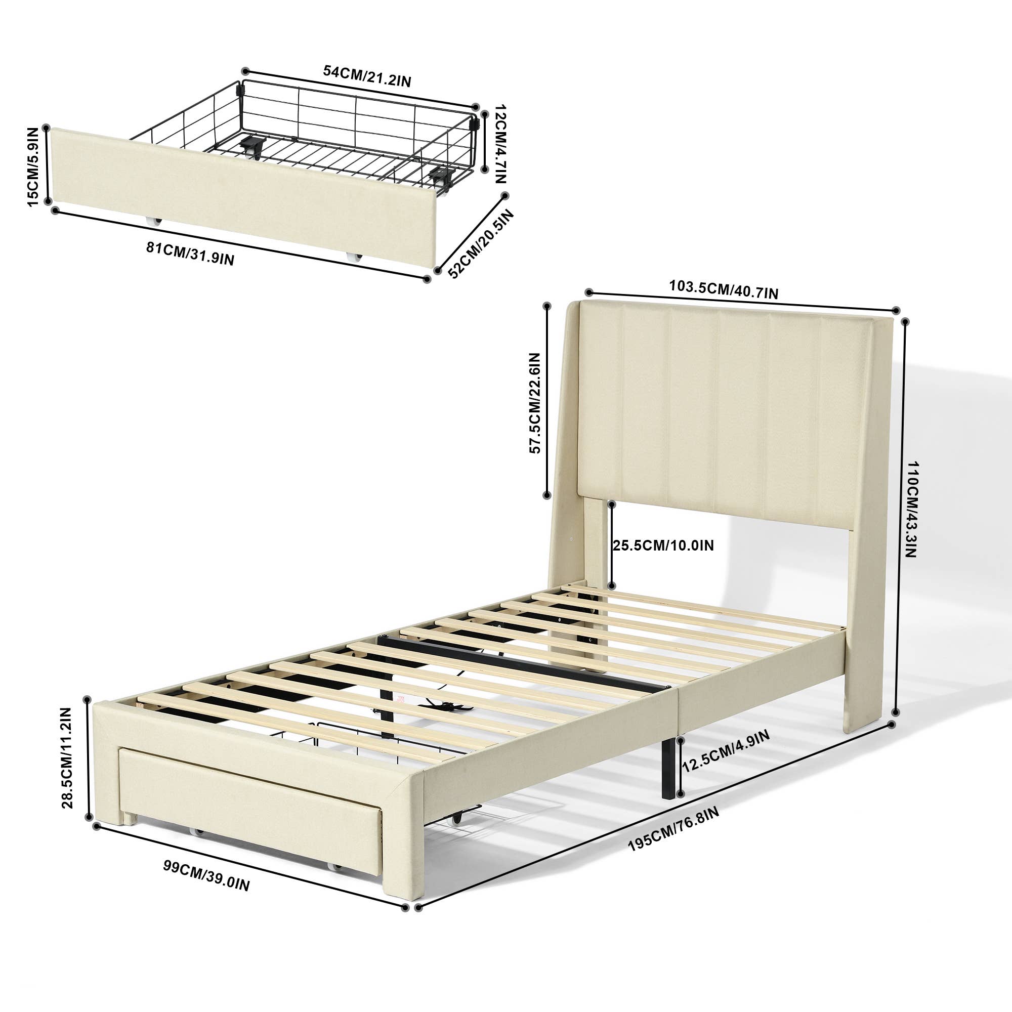 HOMYCASA DESIGN INC - Wholesale Bed - Queen/Twin Bed Frame - Drawers, USB, Beige22