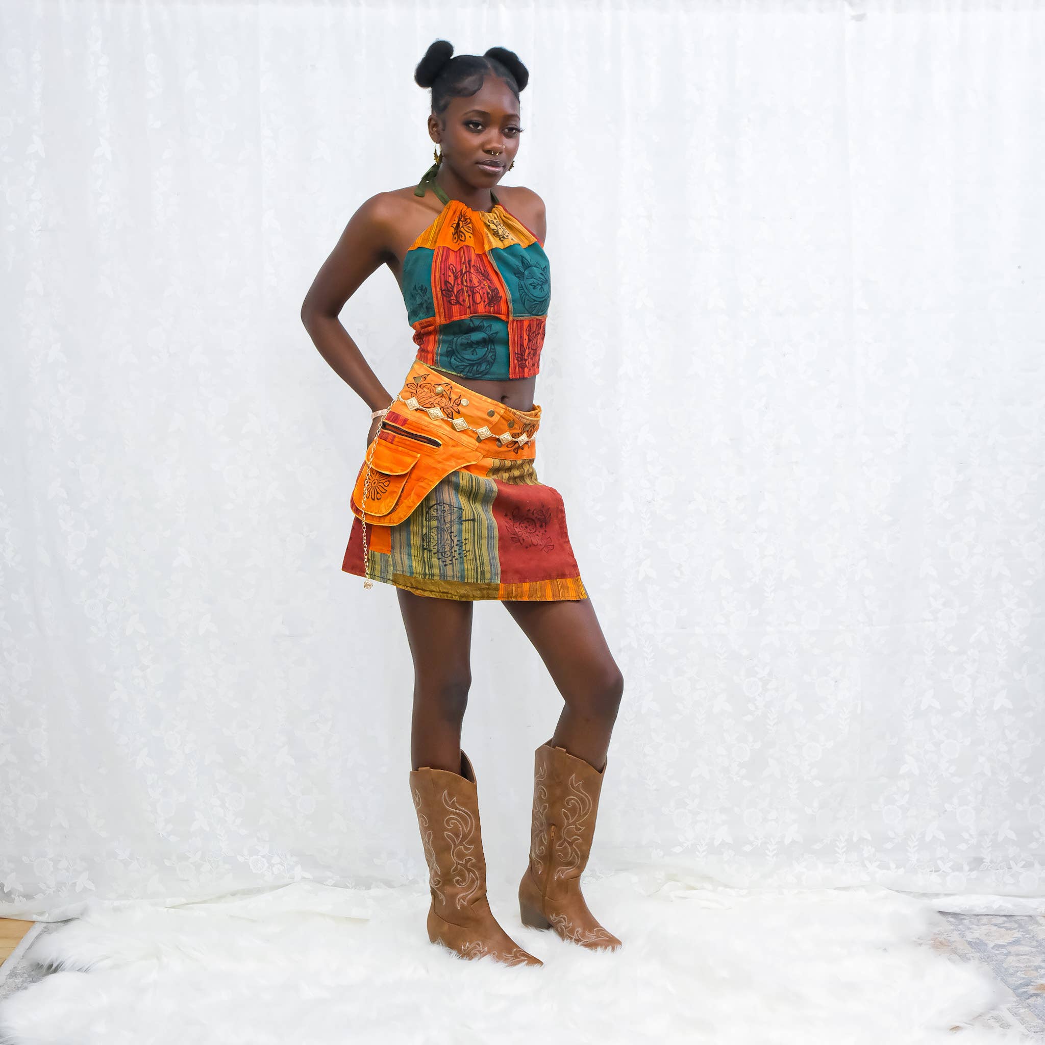 Karma Nepal Crafts - Wholesale Skirt - Women's - Patchwork Skirt with Button9