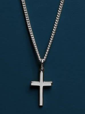 925 Sterling Silver Cross on Sterling Rhodium Curb Chain for wholesale by We Are All Smith