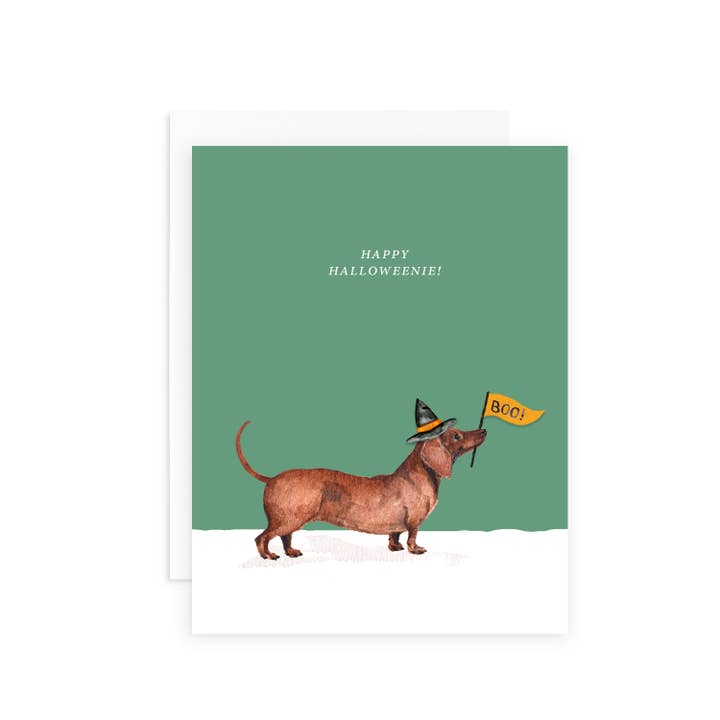 Cami Monet - Wholesale Halloween Card - Happy Halloweenie Dachshund Dog Halloween Greeting Card