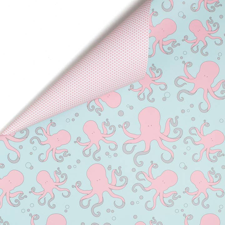 My Pretty Circus – Großhandel Geschenkpapier in Bögen – Geschenkpapier Krake rosa, zweiseitiges Recyclingpapier4