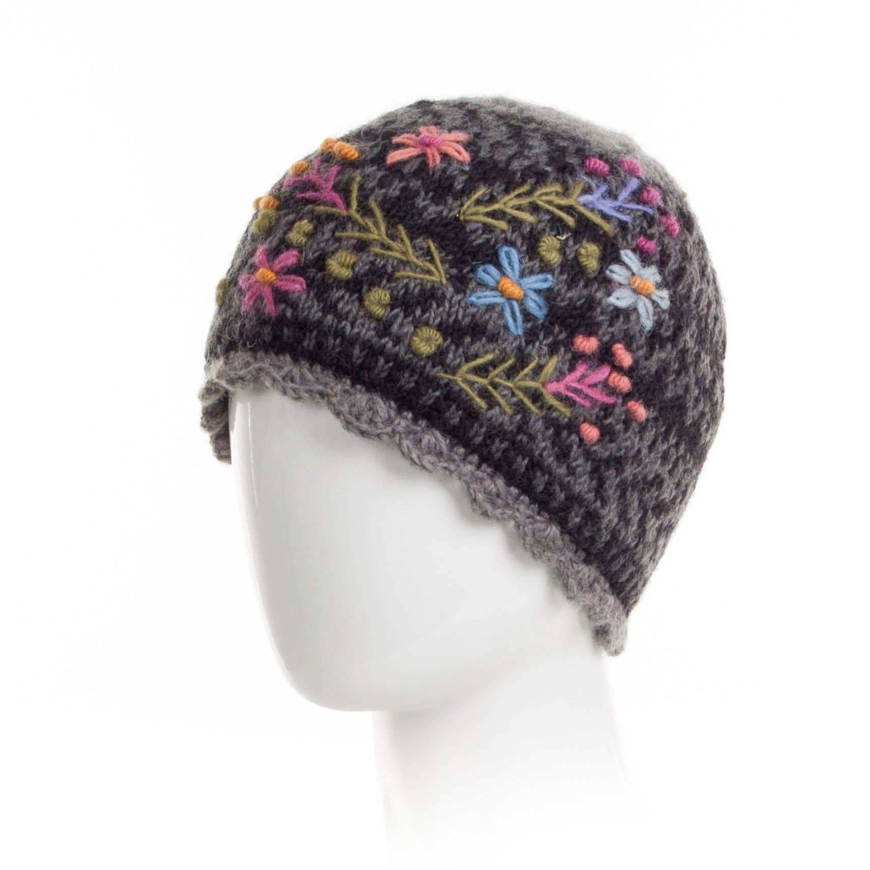 Lost Horizons Canada - Vente Bonnet – femme - Bonnet en laine brodé de fleurs Sadie0