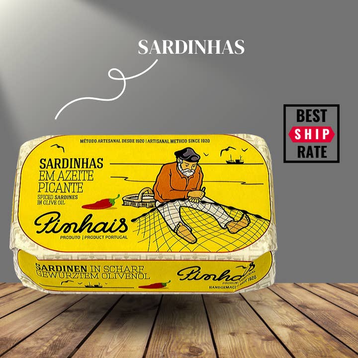 Sardines Pinhais Épicées à l'Huile d'Olive 125g (4,4oz) pour la vente par Casacella Foods
