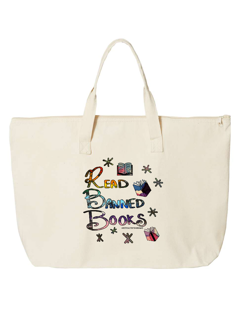 AbstractbyRabrams - Wholesale Tote Bag - Unisex - Read Banned Books Tote Bag XL Tote Bag with Zipper1