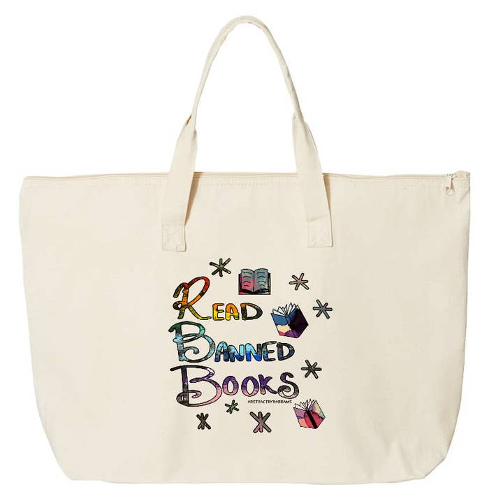 AbstractbyRabrams - Wholesale Tote Bag - Unisex - Read Banned Books Tote Bag XL Tote Bag with Zipper1