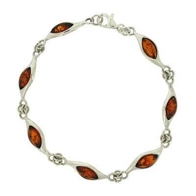 Classic Eye Cognac Amber Bracelet with Presentation Box for wholesale by Nova Silver