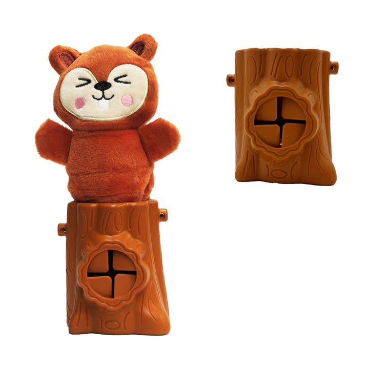 Squirrel 2in1 Soft + Rubber Toy Treat Dispenser for wholesale by Stylish Hound