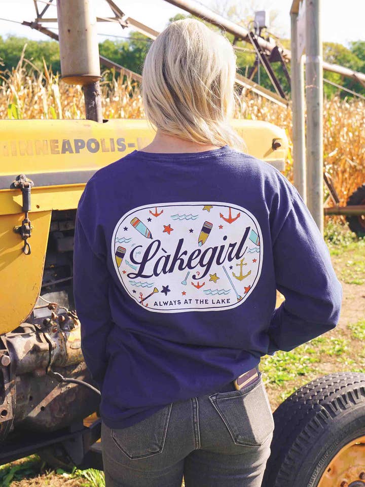 Ringspun Party Paddles Long Sleeve Navy for wholesale by Lakegirl