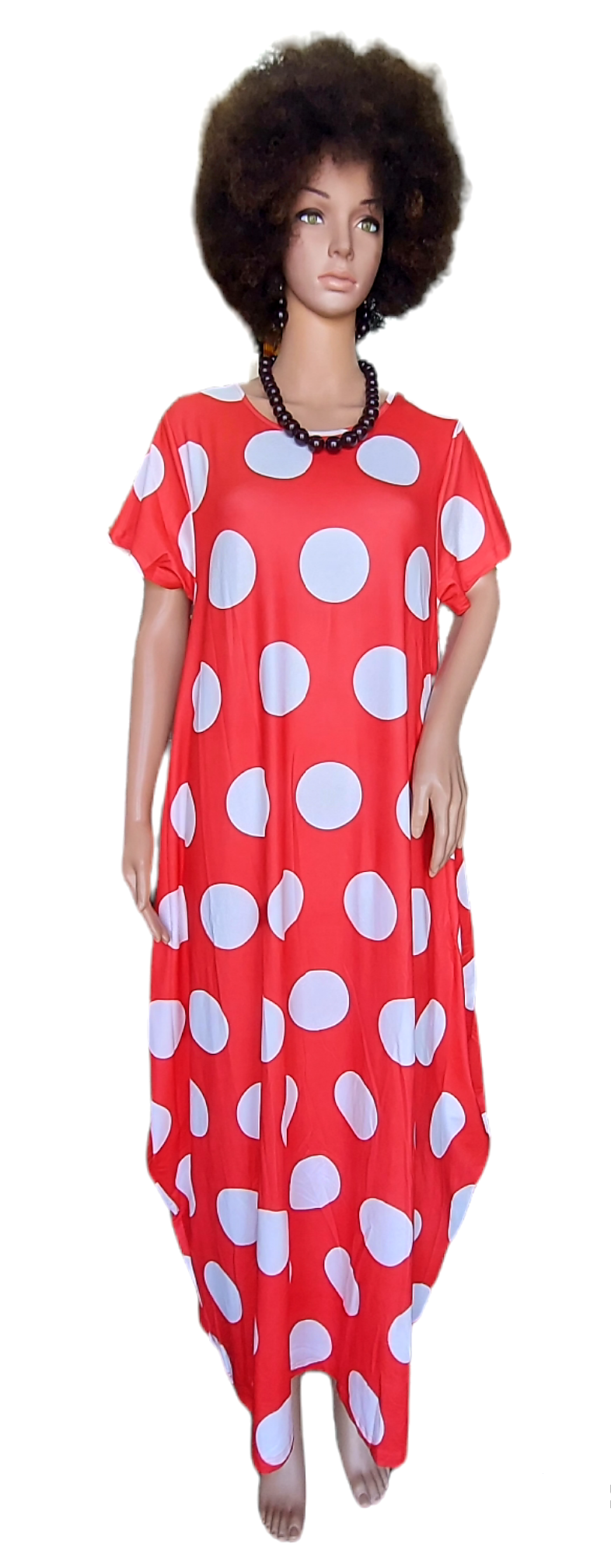 India Batik - Wholesale Dress - Women's - Bubble Dress Red & White Polkadot5
