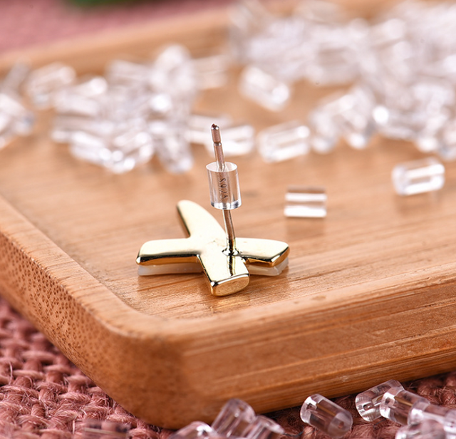 Zakka - Wholesale Stud/Post Earrings - 100pcsAll Style Clear Rubber Metal Earring Back Ear Stoppers10