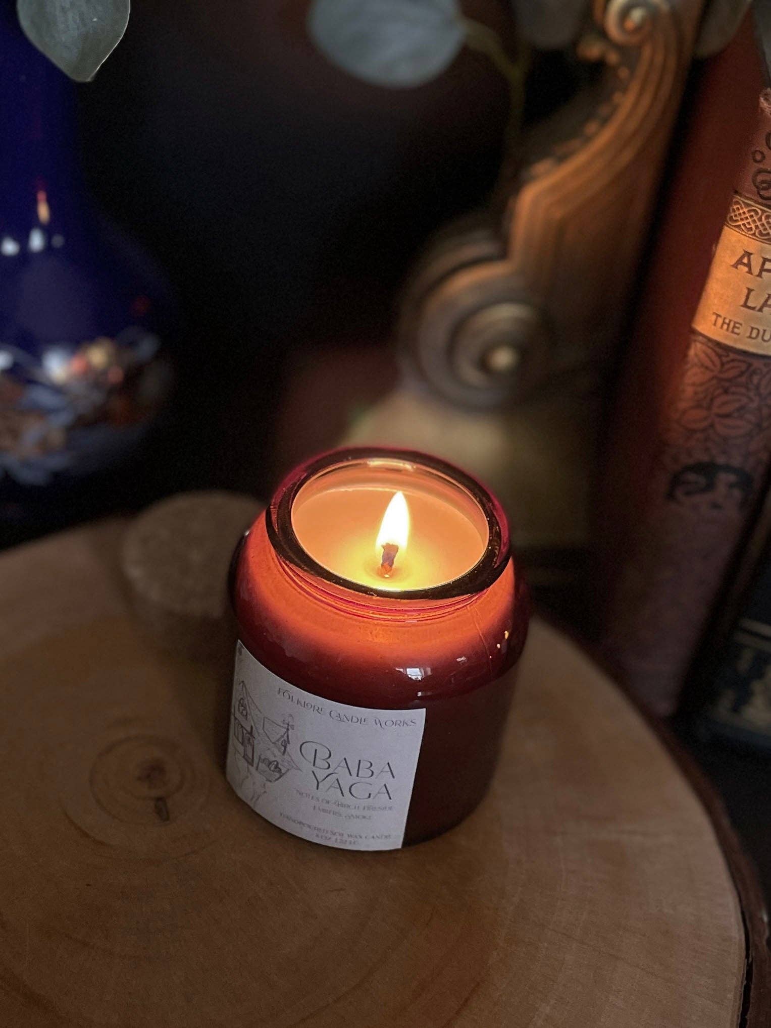 Folklore Candle Works - Wholesale Jar/Filled Candle - Baba Yaga || 8 oz. Folklore Themed Candle | Campfire Scent3