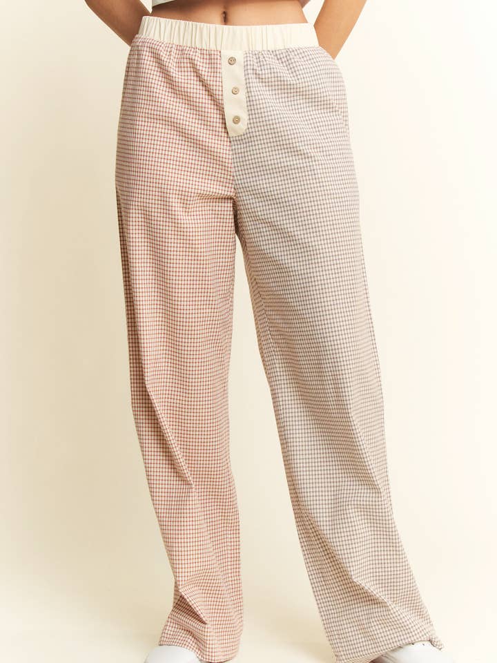 JADE BY JANE - Wholesale Pants - Women's - PLUS SIZE GINGHAM PRINT COLORBLOCK PANTS14