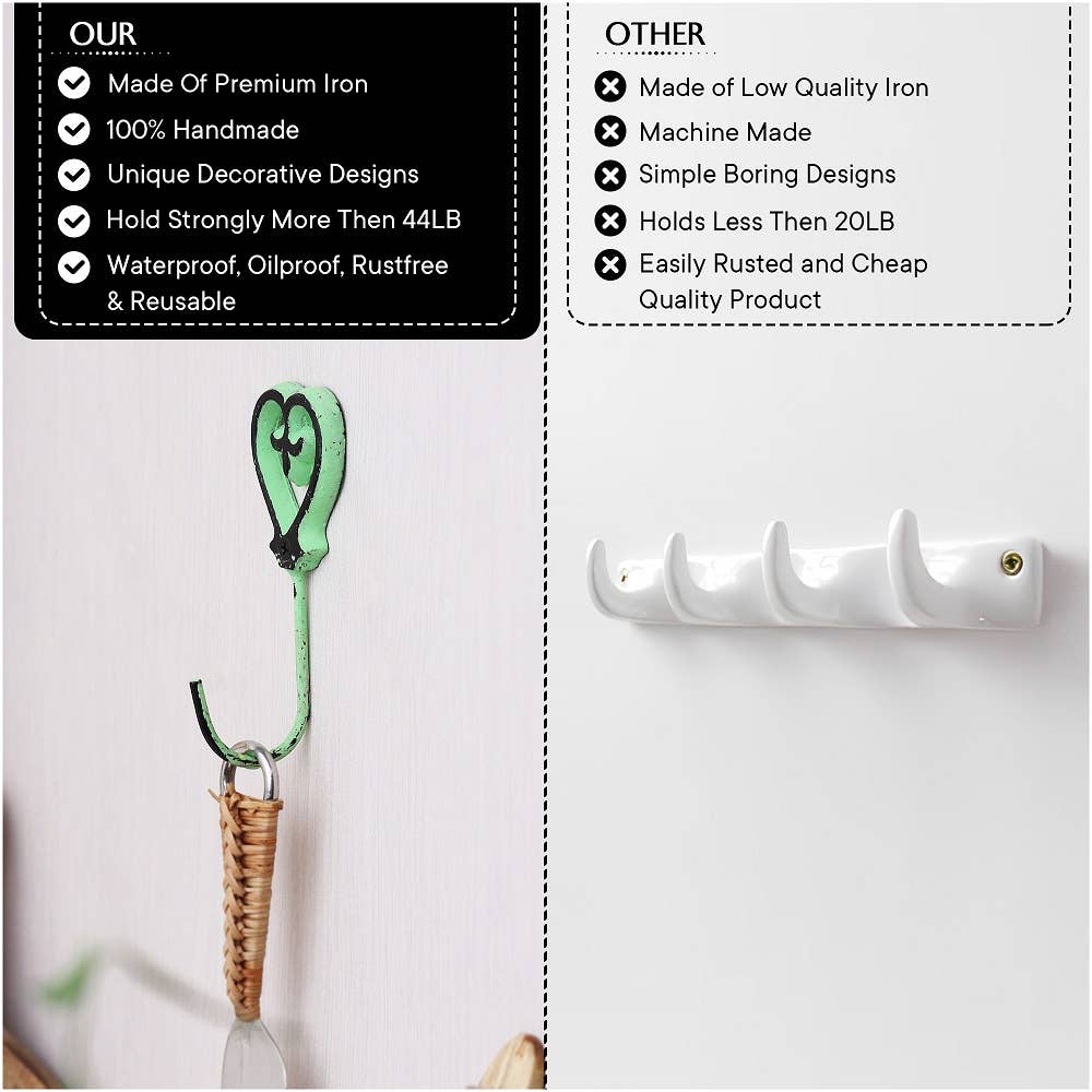 6 Piece Iron Hearts Wall Bag Hanger Multi for wholesale on Faire1