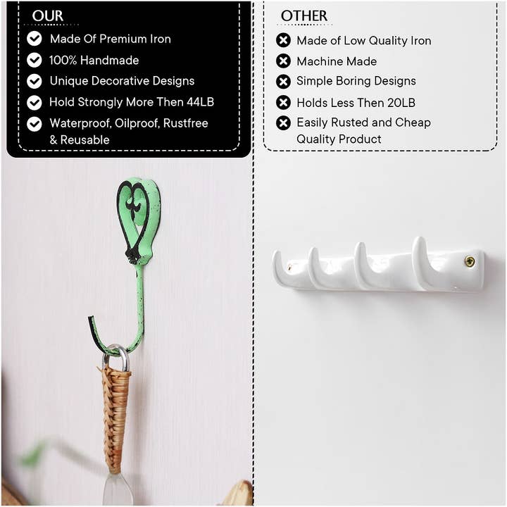 6 Piece Iron Hearts Wall Bag Hanger Multi for wholesale on Faire1