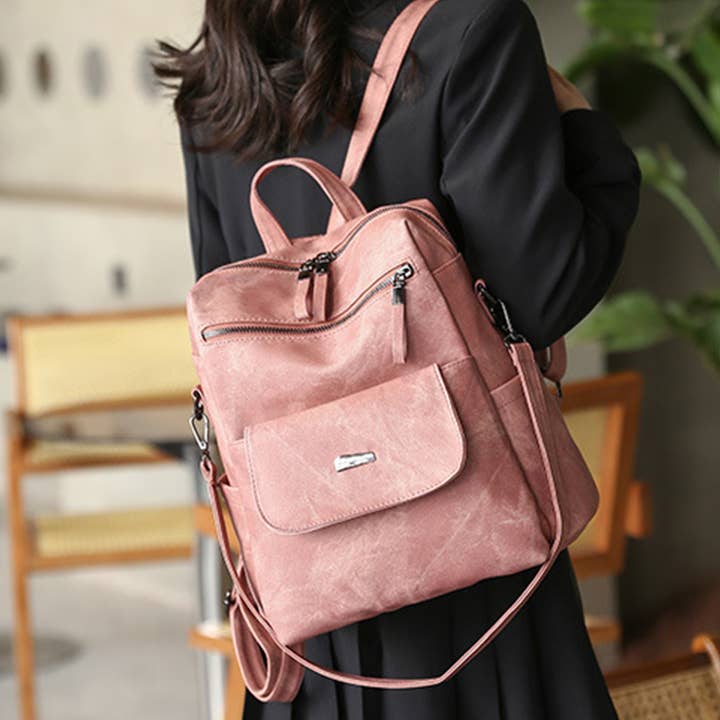 ACCITY - Wholesale Backpack - Women's - WOMEN BACKPACK FASHION LEATHER TRAVEL SHOULDER BAGS_CWAB073010