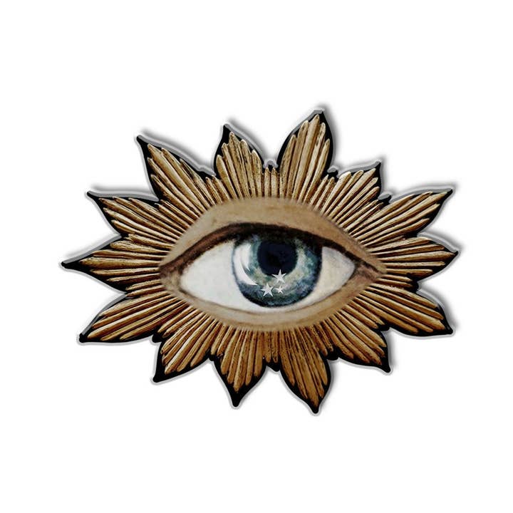 Sacred Eye-pin i metal og resin for engroshandel hos Voglio Bene
