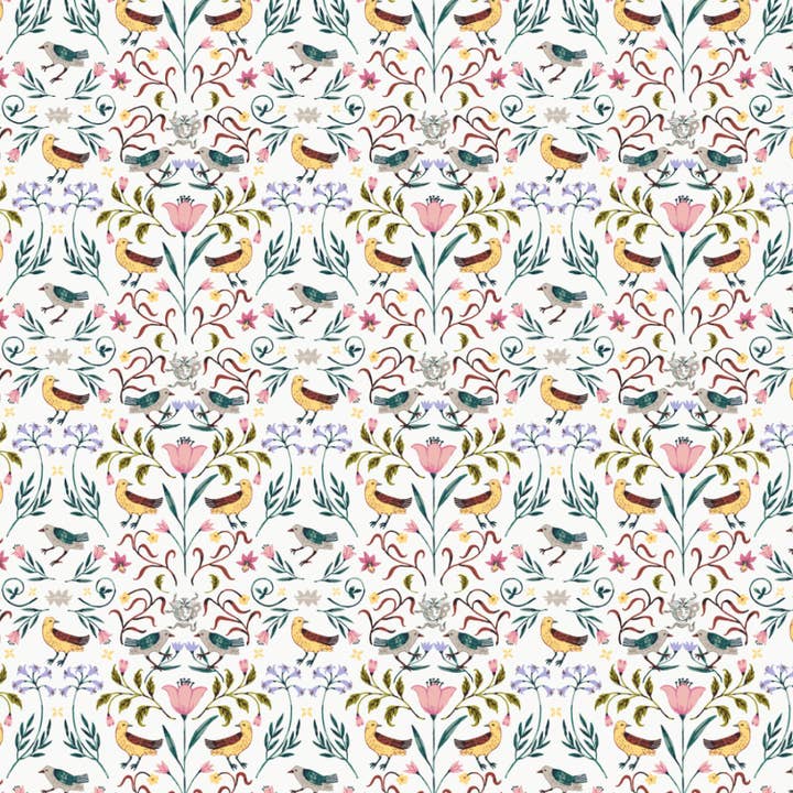 Narrative Material - Wholesale Scarf - Women's - Courtyard Birds Scarf2