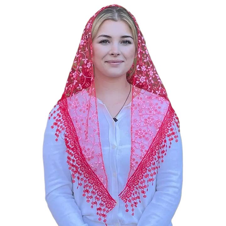 Veil ~ Cherry Blossom - RED for wholesale by Oremus Mercy