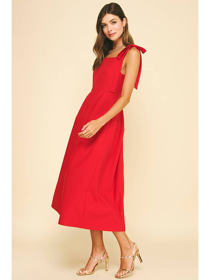 PINCH - Wholesale Dress - Women's - RIBBON DETAILED SLEEVE MIDI DRESS - 6523D4